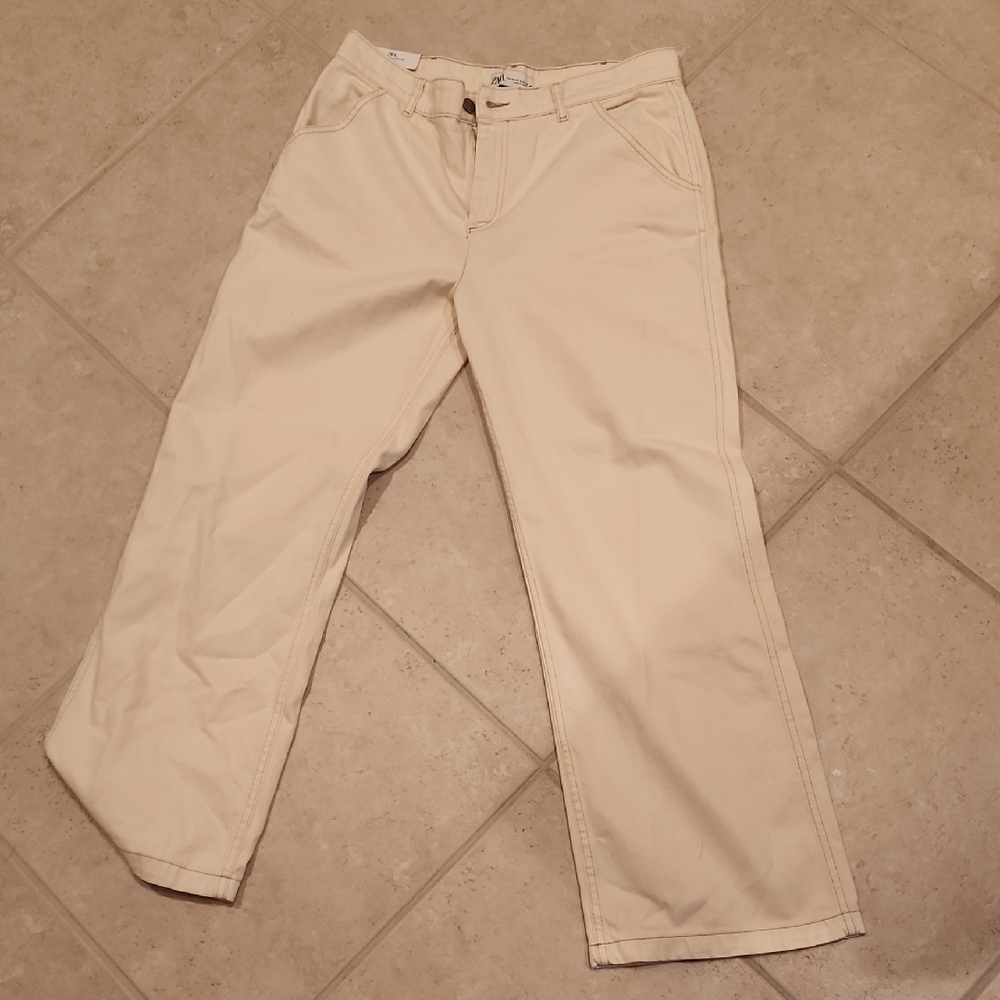 Zara Women's Khaki Chinos The TILDA FIT Size USA 10